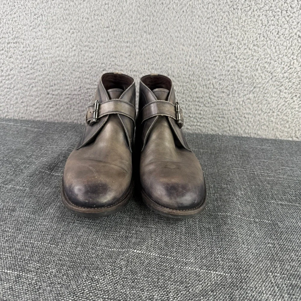 Magnanni Moro Chukka Boots Mens 8 Gray Monk Starp Burnished Lug Sole Portugal
